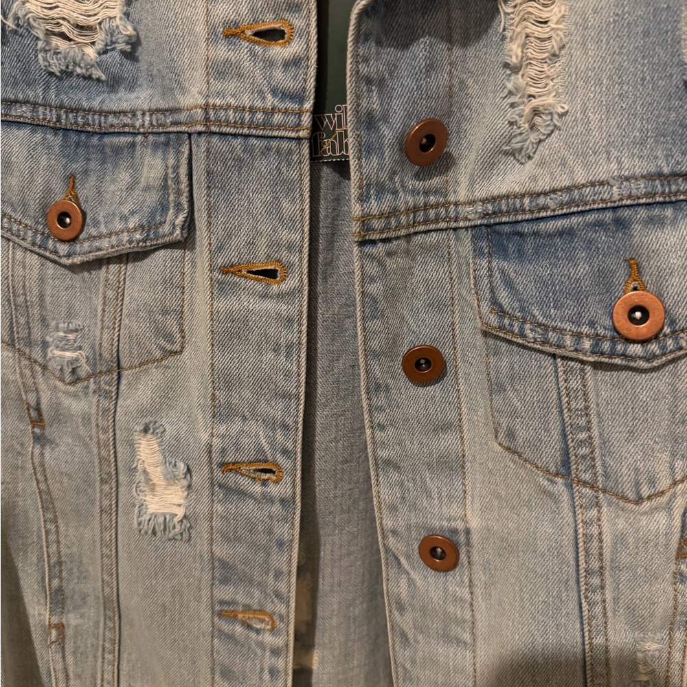 Wild Fable Super Soft Light Blue Distressed Jean Jacket - Picture 2 of 8